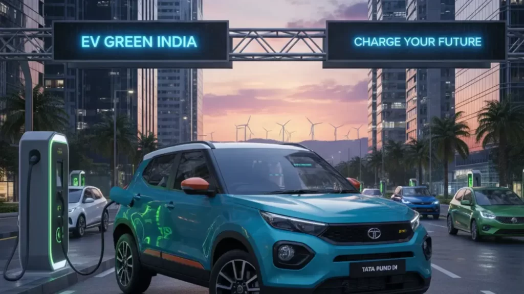 Cars in India with popular EV models displayed