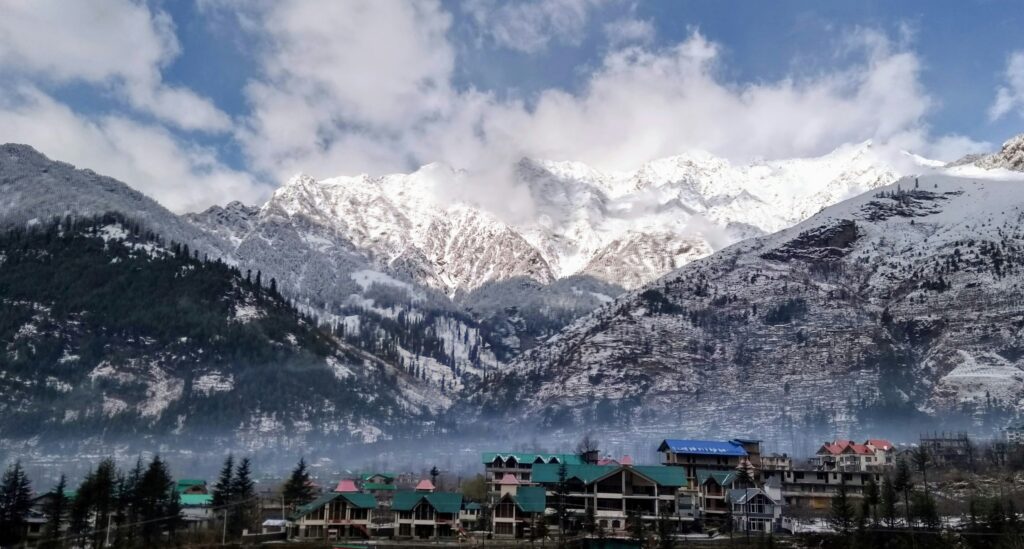 Scenic view of Manali town in Himachal Pradesh